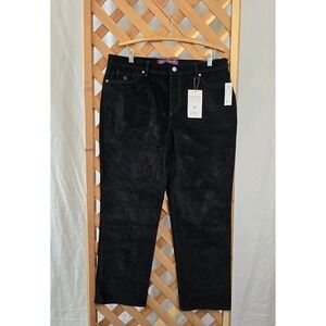 NWT Gloria Vanderbilt Women's Amanda Corduroy Slim High Rise Pant - Black Sz 16S